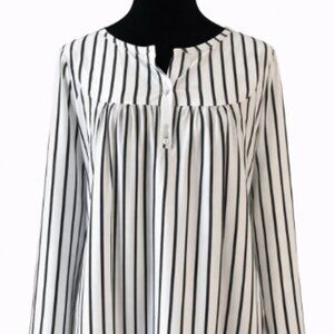 SeSe Code Black & White Striped Tunic Blouse – Size L – New Without Tags